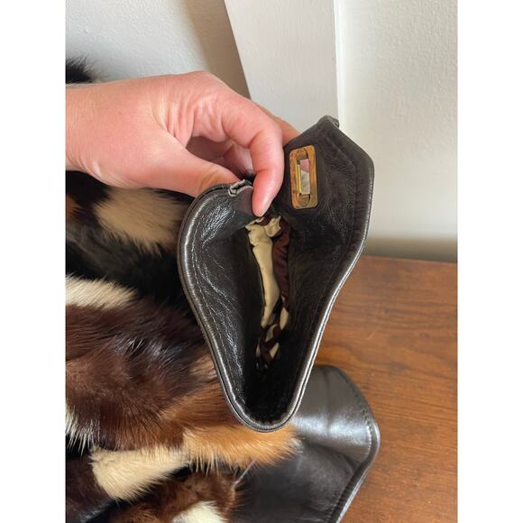 Vintage 1970's patchwork mink fur and leather cropped bomber coat - Picture 8 of 11